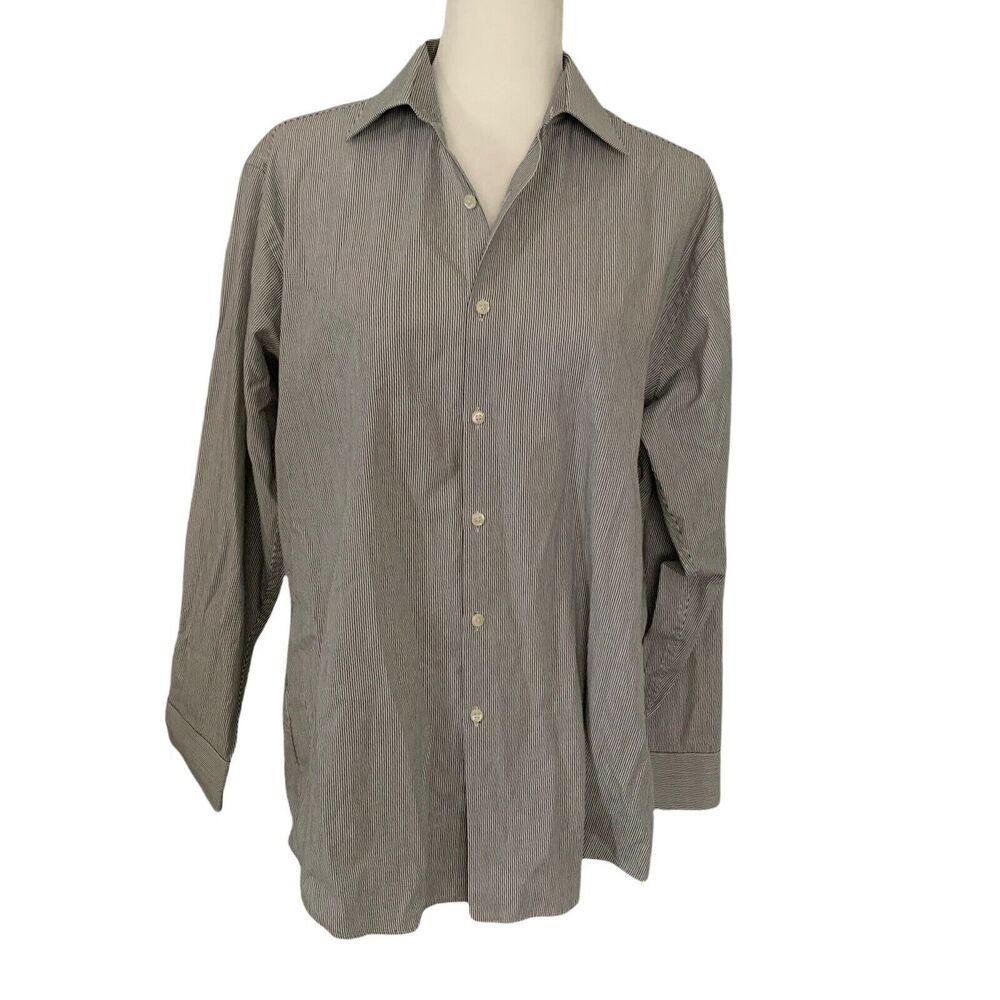 Partow Women's Stripe Button-Front Shirt Size 6 White Black $1,095 Made in USA
